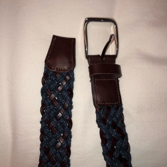 Navy blue and leather belt - Picture 1 of 3